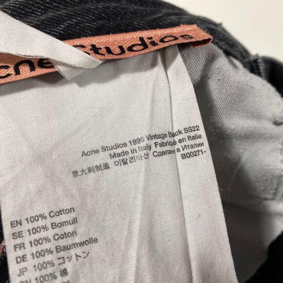 Acne Studios 1996 Vintage Black SS22 Straight Leg Jeans Men's size 30x25 - Picture 7 of 12